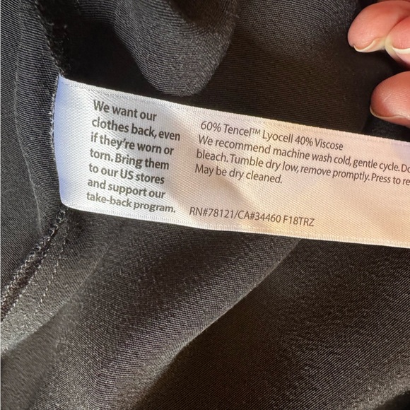 Eileen Fisher Black Morse Code Tencel Short Sleeve Flowy Boxy Blouse Size 10 - Picture 10 of 10